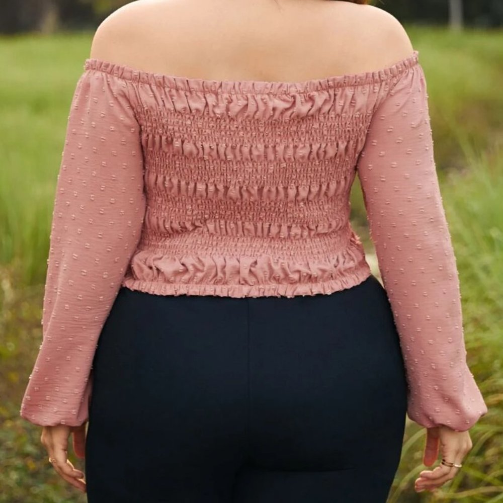 Shirred Drawstring Front Crop Top - Picture 2 of 2